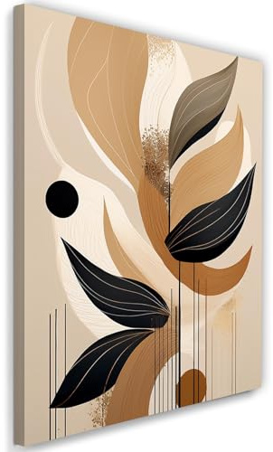 Feeby - Impression sur Toile - Déco Murale Pour le Salon et la Chambre - Beige Formes abstraites - 60x90 1partie - Tableau Mural - Peintures sur Toile - Modern Canvas - Wall Art