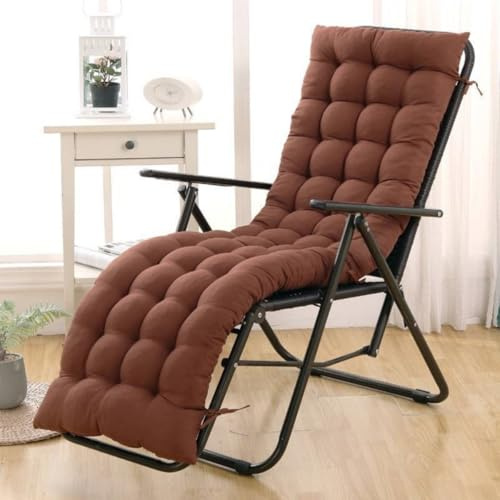 Highdi Liegenauflage Auflage für Gartenliege Outdoor, Dickes Bequem Polster Anti-Rutsch Liegenauflage Hochlehner Kissen für Gartenliege Sonnenliege Liegestuhl Gartenmöbel (Braun,48x170cm)
