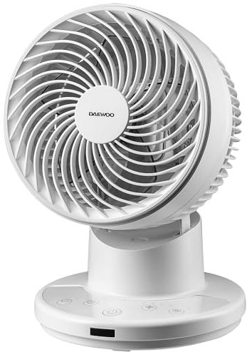 Daewoo 8” Desktop Air Circulator Fan – Compact Oscillating Desk Fan with Remote Control, Timer, Sleep & Natural Modes Quiet 35W with Adjustable Speeds – Ideal for Home Office & Bedroom Use