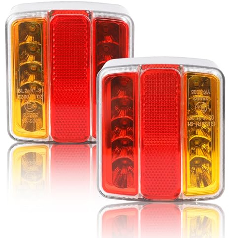 Yinaolan 2 Stk LED Anhänger Rückleuchten, 12V LKW Rücklicht Rücklichter mit Kennzeichenleuchte Blinklicht Rückreflektor für Wohnwagen Van oder Motorrad