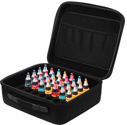 HAIJED EVA 56 Slot Ink Storage Box Easy to Access Ink Paint Organizer Large Capacity Alcohol Paint Organizer Portable for Classroom(Black)