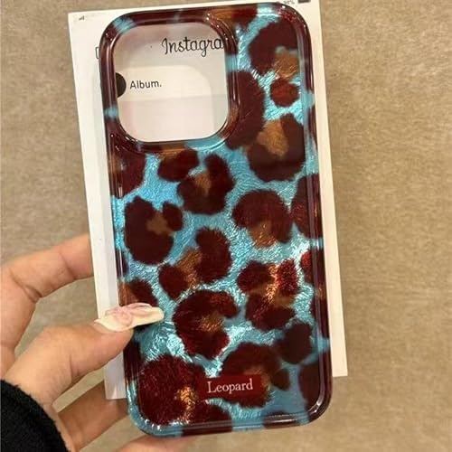 Yhsvie Handyhülle für iPhone 11 Hülle, Aesthetic Leopard TPU Silikon Case Dünn Weiche Glitzer Stoßfeste Kratzfes Schutzhülle Bumper Cover für Frauen Mädchen Anti-Drop - Blau