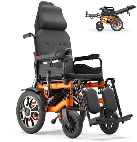 Elektrorollstühle für Erwachsene, verstellbarer elektrischer Rollstuhl, 90°-160° verstellbare Rückenlehne, 16-Zoll-Leichtmetallräder, ergonomischer tragbarer Mobilitätsroller mit USB-Lade- und