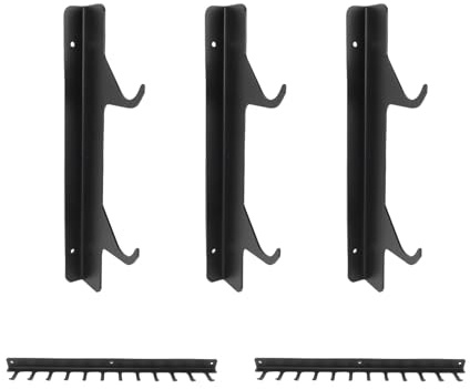 Hamwesh Lat Pulldown Bar Storage Rack, 250 Lbs Capacity Stainless Steel Cable Attachment Storage Rack, Wall Gym Organizer with 12 Hooks for Home Workout Equipment