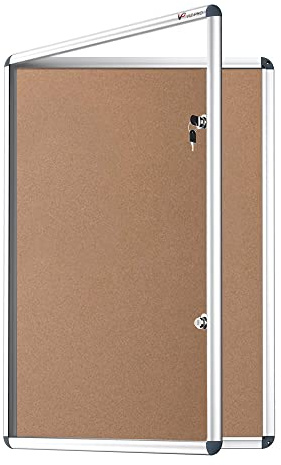 VIZ-PRO Tableau d'affichage verrouillable inviolable| cadre en aluminium, 120x90cm