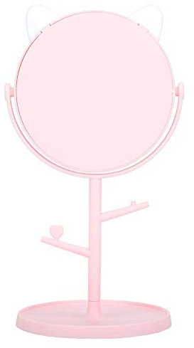 Schminkspiegel, niedlicher Desktop-Kosmetikspiegel mit Tablett, drehbarer Kosmetikspiegel, Tisch-Schreibtischspiegel(2#)