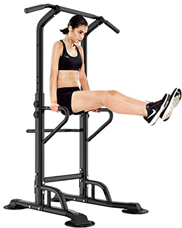 SogesGame Verstellbare Klimmzugstange Power Tower, Höhenverstellbarer Multi-Gym Power Tower Dip Station, mit Anti-Rutsch-Basis für Home Office Ganzkörpertraining