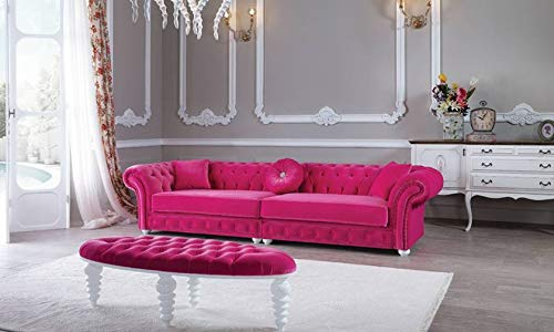 jvmoebel Chesterfield Samt Sofa 5 Sitzer Designer Couchen Couch Textil Stoff Polster Pink