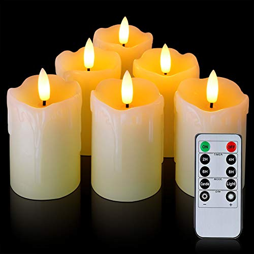Homemory Flammenlose LED Kerzen mit Fernbedienung, Teelichter mit Timer, 5,1 x 7,6 cm, flackernde Votivkerzen, realistische batteriebetriebene Kerzen, 6 Stück für Hochzeit