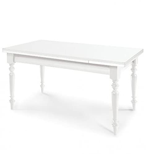 Mar.c.a. Design - Table rectangulaire extensible de 140 à 220 cm avec jambes tornites - Table en bois massif 140 x 80 x 78 cm - Arte Povera Made in Italy