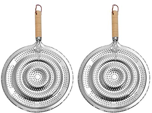 Housoutil 2Pcs Heat Diffuser Plate for Gas Stove or Electric Stove, Flame Guard Simmer Plate with Wooden Handle, Induction Cooktop Heat Diffuser