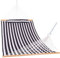 Lazy Daze Hammocks 12 FT Quilted Hammock with Spreader Bar, 2-Person Double Hammock with Chains and Pillow, Outdoor Hammock for Outside Patio Poolside Backyard Beach, 450 lbs Capacity, Black White