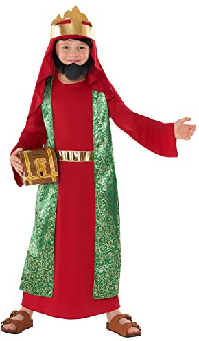 Morph Rot Kostüm Heilige Drei Könige für Kinder, Perfekt für Sternsinger und Krippenspiel, Festliche Verkleidung, 7-9 Jahre