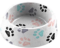 Retro Paw Print Melamine/Plastic Pet Food Bowl - Small