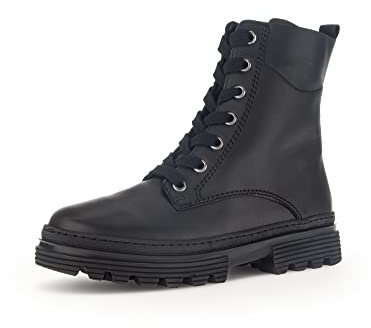 Gabor Damen Combat Boots, Frauen Stiefeletten,Wechselfußbett,Moderate Mehrweite (G),Warmfutter,Winterschuhe,schwarz (Webl.),38 EU / 5 UK