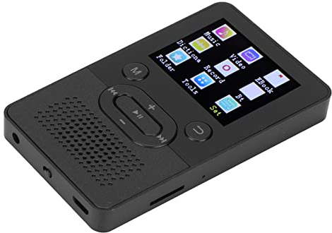 Lecteur MP4 T9, 7 Boutons Haute Sensibilité Bluetooth 4.2 Lecteur MP3 Écran Couleur 1,8 Pouces, Baladeur Qualité Sonore HD 250 mAh Performances Stables Extension de Carte Mémoire (Noir4 Go)
