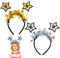 2 Stück Haarreifen, Happy New Year Haarreif, Silvester Kopfschmuck, Silvester Haarreif, Glitzer Haarreif, Silvester Deko 2025, Happy New Year Kopfschmuck für Silvester Party Haarschmuck Zubehör