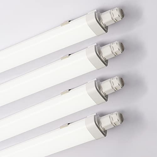 Sundertech Lot de 4 Tube led 120cm, 30W 3420lm IP65 reglettes LED, Plafonnier pour garage, entrepôt, parking, bureau, atelier, éclairage de cuisine.