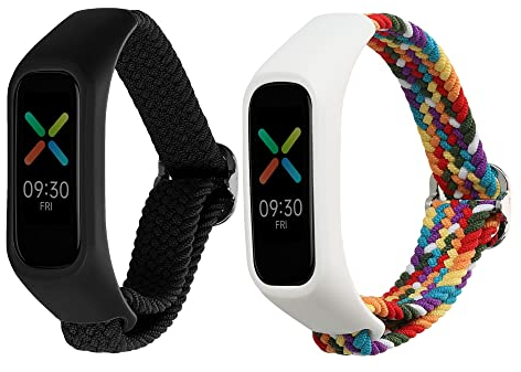 kwmobile 2x Sportarmband kompatibel mit Oppo Band Sport Armband - Sport Ersatzarmband Set aus Nylon für Fitnesstracker - Schwarz Mehrfarbig
