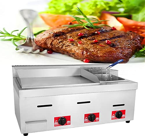 Plancha a Gas Profesional para Bar y Restaurante Quemadores, Plancha a Gas Cocina Industrial Hostelería, Barbacoa de Gas, Plancha Exterior, Gran Superficie de Cocción, Fácil Limpieza