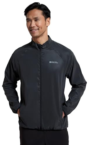 Mountain Warehouse 360 Reflective Mens Jacket - Water Resistant Unisex Rain Jacket, Breathable, Front Pockets, Full Zip Rain Coat -Best for Cycling & Running