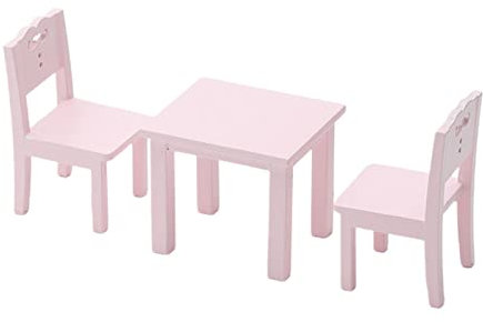 Fenteer Puppenhaus-Holzstuhl Miniatur-Holzmodell-Stuhl für 1:12 Puppenhaus-Zubehör Puppenhaus-Möbel, Rosa Stuhl Tisch