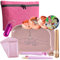 Pink Rolling Tray Smoking Accessories Kit - Large Smell Proof Bag, Pink Metal Rolling Tray, Pre Roll Tubes, Grinder and More (Pink Rolling Tray Kit)
