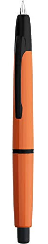 Majohn A2 Press Fountain Pen Extra Fine Nib with Box, Retractable Orange Resin Ink Pen with Converter Writing Pen Set (Black Clip Version)