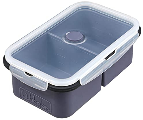 Webake Silikon-Gefrierschrank mit Deckel, 2 Tassen Eiswürfelform für Suppensauce Mahlzeitenzubereitung, BPA-frei - Grau