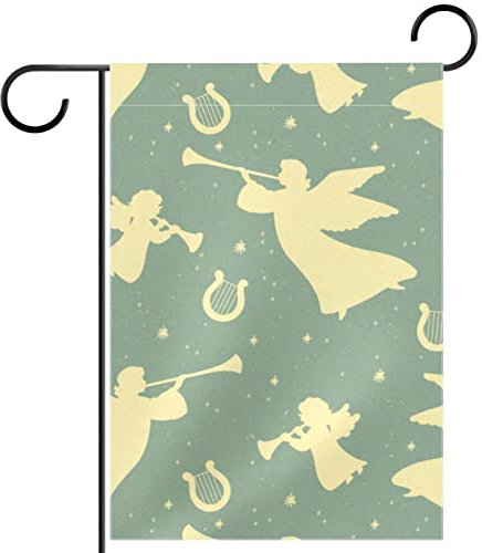Bandiera da giardino personalizzata doppia faccia esterna piccola bandiera da cortile per decorazioni insegne all'aperto decorazione angeli arpe trombe vintage
