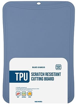 Blue Ginkgo TPU-Schneidematte [Medium] - Koreanisch hergestelltes, flexibles, messerfreundliches und langlebiges Küchen-Schneidebrett (blau)