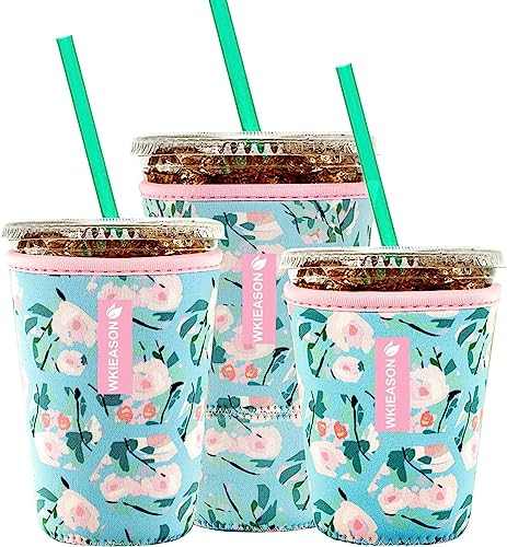 WK IEASON Wiederverwendbare Eiskaffee-Isolierhülle für kalte Getränke und Neopren-Kaffeebecherhüllen Kühlerabdeckung 16-32OZ für Kaffeebecher, McDonalds, Dunkin Donuts, More