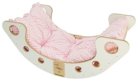 Skyline Kletterbogen mit Kissen Baby Kleinkind Kinder ab 1 Jahr Indoor Klettern Montessori Klettergerüst Holz Wippe Balancewippe Kletterdreieck Kletterwippe Holzwippe Kletterling Holzbogen L Rose