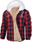 UMIPUBO Veste Polaire Homme Chaude Hiver Carreaux Chemise Veste Sweat a Capuche Manteau Chaud Décontracté Hoodie Sweatshirt(Rouge + Bleu,M)