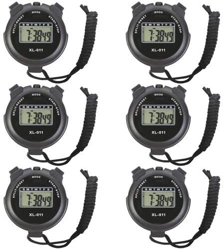 Chronomètre Numérique Électronique Multifonction, Affichage Numérique Grand Format avec Date Heure et Alarme, pour Entraîneurs de Sport et Arbitres, Lot de 6, Noir