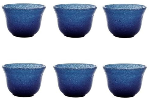 Livellara Coppette in Vetro Soffiato - Set da 6 per Gelato, Macedonia, Frutta, Dessert - Colorate, Moderne, Eleganti - Conservano la Temperatura, Facili da Pulire - Blu Oceano