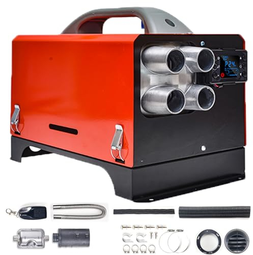 Gtzly 5 KW Standheizung Diesel, Vier-Loch-Luft-Diesel-Parkplatzheizung for Kleine RäUme, mit Fernbedienung Und LCD-Bildschirm, GehäUse Aus Aluminiumlegierung (Color : 12V)
