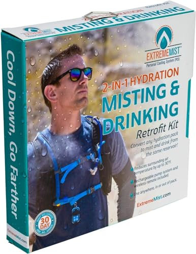 EXTREMEMIST Backpack Misting System Retrofit Kit - Convert Your Hydration Backpack to Spray a Refreshing Mist & Drink Reservoir | Includes Pump, Nozzle, Remote, & Rechargeable Battery