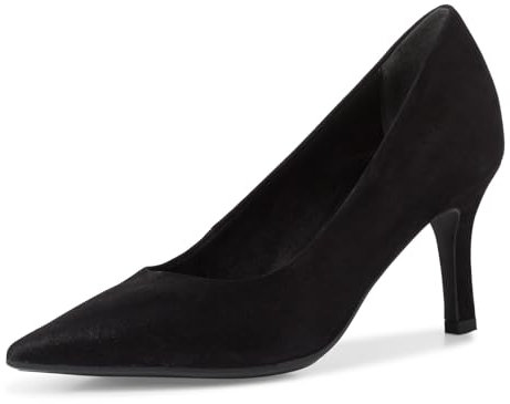 Tamaris Damen Pumps Leder Stilettoabsatz bequem; Black Structure, EU 41