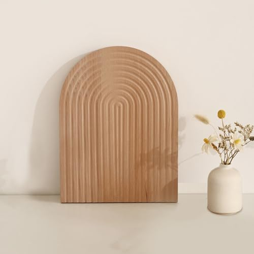 Planche de service décorative en bois - Planche à découper décorative en bois naturel - Forme arc-en-ciel - Planche à découper pour pain, biscuits, fruits, café, gâteau (ovale)
