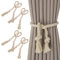4 Piezas Beige Abrazaderas Cortinas, Tejido a Mano Cortinas Atadas Cuerda 100 cm, Alzapaños de Algodón Tejido a Mano, Tiebacks de Cortina para la Decoración de la Cortina de la Oficina Casera