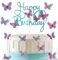Purple Blue Happy Birthday Cake Toppers, Blue purple Butterfly Cake Toppers for Cake, Glitter Butterfly Cake Decorations, Butterfly Theme Cake Cupcake Toppers for Girls Women Birthday Decorations