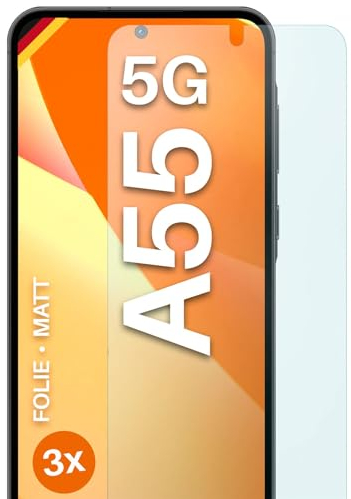 moex® FlexProtect - Pellicola protettiva opaca compatibile con Samsung Galaxy A55 5G contro riflessi, pellicola protettiva antiriflesso, pellicola protettiva opaca, resistente e antigraffio, 3 pezzi