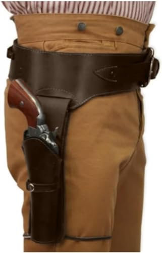Vnook Mittelalterlicher Vintage-Pistolenholster, PU-Leder, Taillenpistolenholster, Steampunk-Stil, Revolverholster for Halloween, Cosplay, Kostüm, Taillenzubehör(Size:Brown)