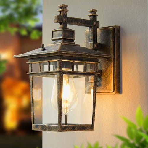 LXJCSM Farol de Pared para Exteriores, Apliques de Pared para Exteriores Impermeables, IP44 A Prueba de Agua, Retro E27, Iluminación de para Puerta de Entrada Marrón