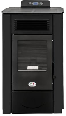 STUFE A PELLET ITALIA Colorado 12 Kw 5 Stelle Canalizzata WiFi - Stufa ad Aria Ventilata Efficienza 91% Scalda 120m² Autonomia 15H Certificata 5 Stelle 5 Potenze Programmabile Garanzia 24 Mesi Nero
