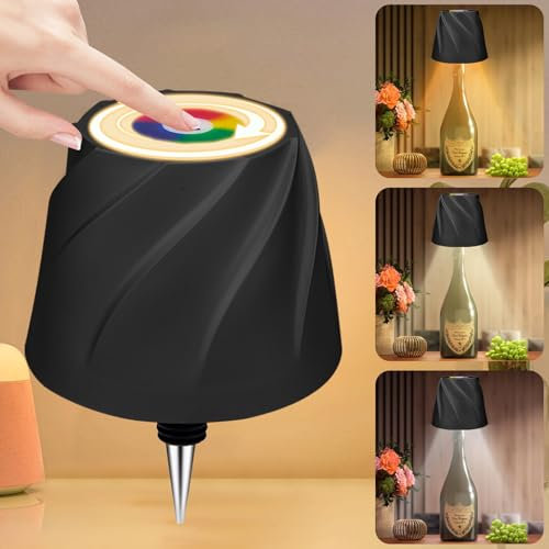 Jadyon LED Flaschenlampe, Flaschenlampe Aufsatz Led, 5200 mAh RGB Dimmbare Tischleuchte mit Touch Control, IP54 stufenloses Dimmen Tischlampe für Restaurants im Innen- und Außenbereich, Bars Lumelia