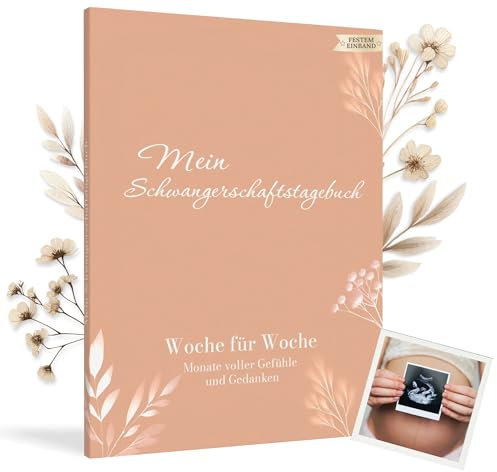 HuBorns - Schwangerschaftstagebuch um Jeden Moment Woche für Woche Festzuhalten mit Platz für Fotos und Ultraschall, Schwangerschaftsbuch zum Ausfüllen und Festhalten (Lachs, Deutsch)