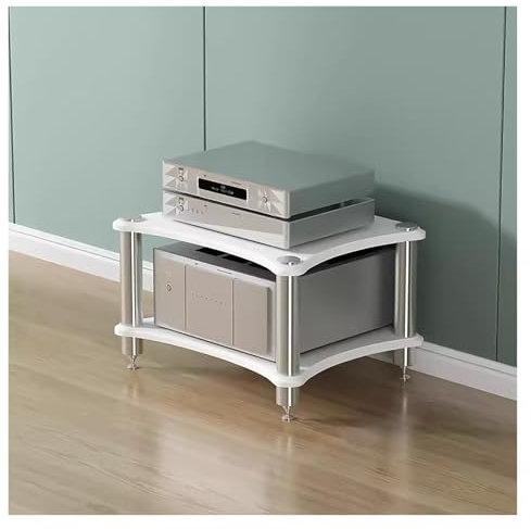 mueble equipo hifi Armario Para Componentes De Audio/vídeo Soportes Estéreo De Pie, Estanterías Audio-vídeo Abiertas Soporte Para Amplificadores, Soporte Para Consola De Videojuegos(White,2 shelf)