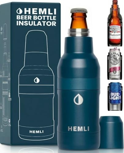 Beer Bottle Cooler & Can Insulator Sleeve – 12-Hour Cold Retention, Lock-In Fit, Scratch-Resistant Powder Coat, Fits Beer Bottles, Cans & Slim Cans